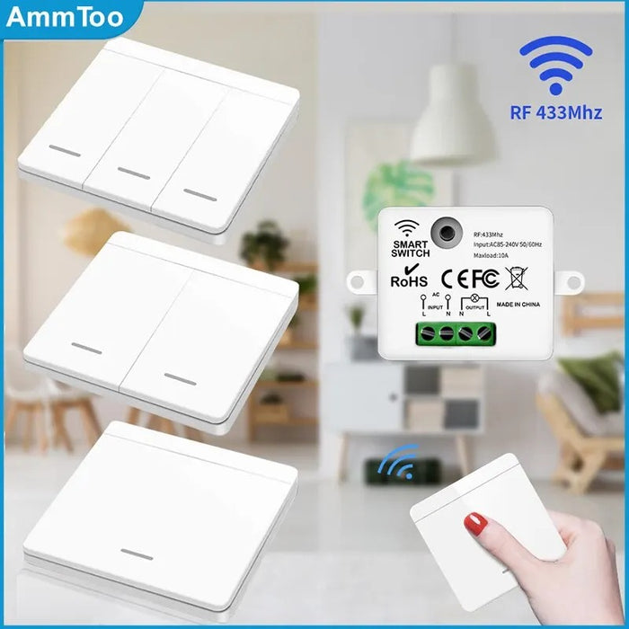 GERMA Wireless Light Switch 433MHz Remote Control 1/2/3Gang Interruptor Wall Smart Lighting Switch 10A 110V 220V For Lamp LED