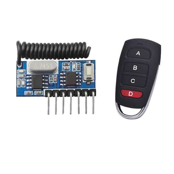 GERMA RF 433mhz Transmitter 4 Button Remote Control + Receiver Module Fixed EV1527 Decoding 4CH Output With Learning DIY Kit