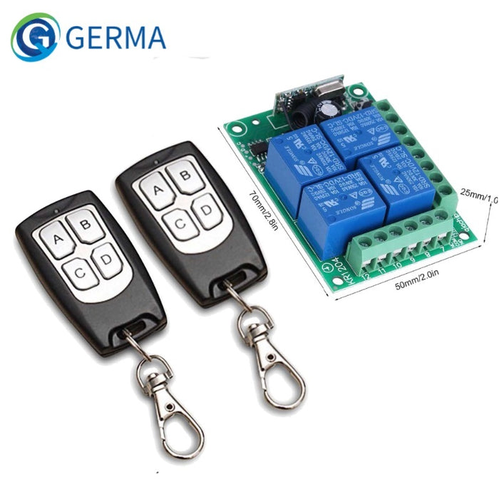 GERMA Wireless Remote Control Switch DC 12V 4CH relay Receiver Module With 4 channel RF Remote 433 Mhz Transmitter