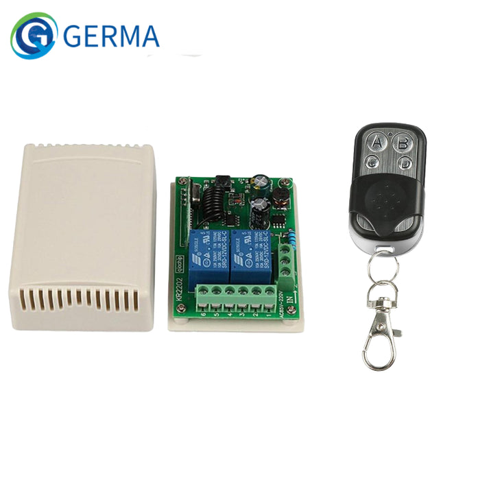 GERMA 433Mhz Wireless  AC 250V 110V 220V 2CH Relay Receiver Module + 4channel RF 433 Mhz Remote Control Transmitters