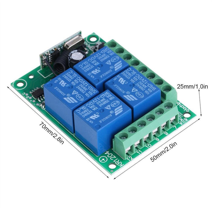GERMA Wireless Remote Control Switch DC 12V 4CH relay Receiver Module With 4 channel RF Remote 433 Mhz Transmitter