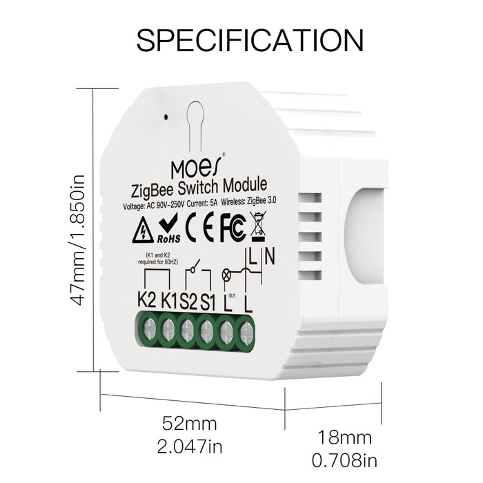 GERMA 2MQTT ZigBee RF433 Smart Light Switch No Neutral Wire Single Fire Tuya Smart Life App Control Works with Alexa Google Home