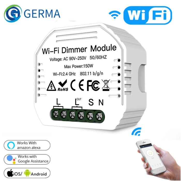 GERMA DIY Smart WiFi Light LED Dimmer Switch Smart Life/Tuya APP Remote Control 1/2 Way Switch,Works with Alexa Echo Google Home