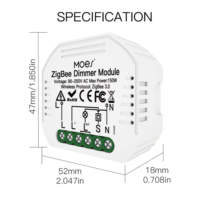 GERMA Mini DIY Tuya ZigBee 3.0 Smart Dimmer Switch Module Hub Required Smart Life App Alexa Google Home Voice Control 1/2 way