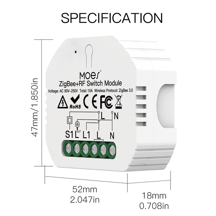 GERMA Tuya ZigBee 3.0 Smart Light Switch Module  Required APP Remote Control, Work with Alexa Google Home for Voice Control