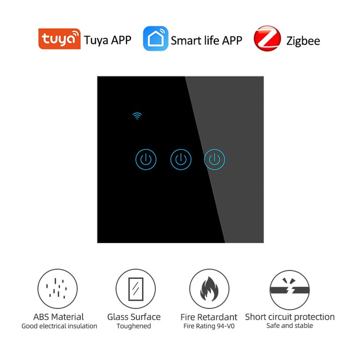 GERMA Tuya Zigbee Smart Light EU Switch With Luxuray Glass Panel Touch Sensor Smart Life APP Work With Alexa Google Home Alice