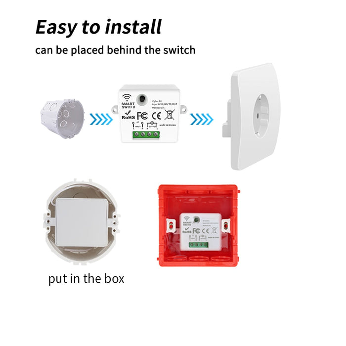 GERMA Tuya Zigbee timer smart switch 10A MINI switch relay module work with Smart home Alexa google assistant for Zigbee switch