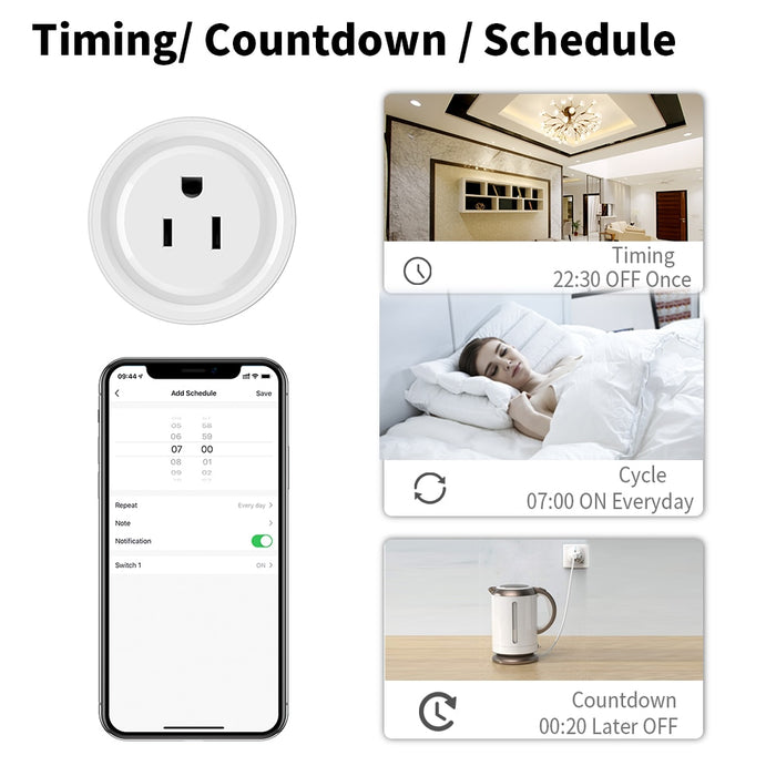 GERMA US WIFI 10A Sokcet Oulet Plug Adapter Tuya Smart life app wireless remote control Aleax Timer Multi-function Smart Socket