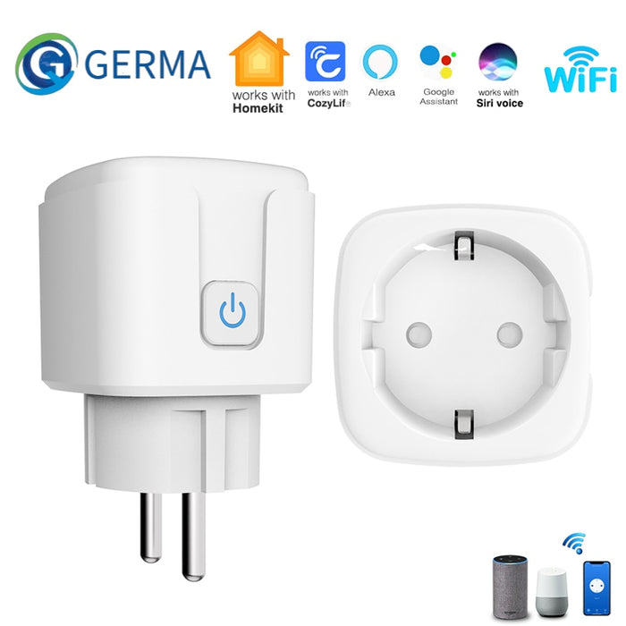 GERMA WiFi EU Smart Plug Socket Adaptor 16A Wireless  Remote Siri Voice Control Power Socket Outlet Timing Apple Homekit For IOS