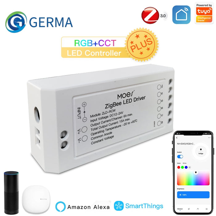 GERMA ZigBee 3.0 Smart Dimmer Module Swtich RGB CCT for LED Strip Smart Life Tuya App Control Work with Alexa Echo Goolge Home