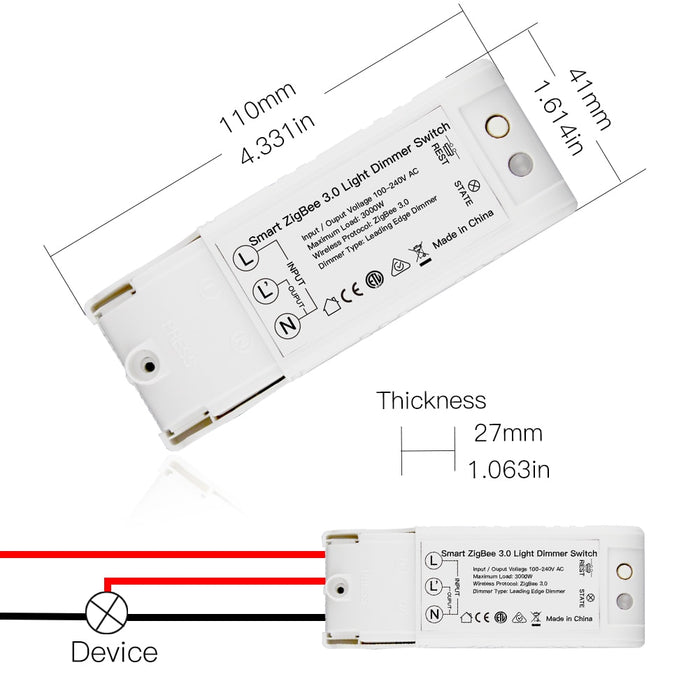 GERMA Zigbee 3.0 DIY Smart Home Automation Dimmer Switch Remote Control Work with Echo Plus Alexa SmartThings Fit for Zigbee Hub